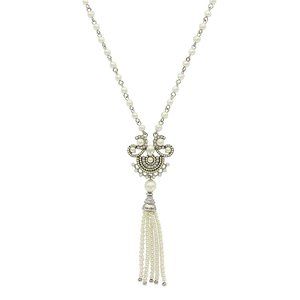Crystal & Faux Pearl Ellia Tassel Necklace